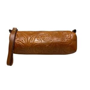 Patricia Nash Embossed Leather Pouch holds pencils or makeup/brushes, eyeglasses